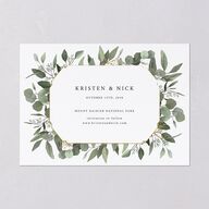 Eucalyptus Frame Save The Date Cards Pure White Signature smooth Blank No Standard