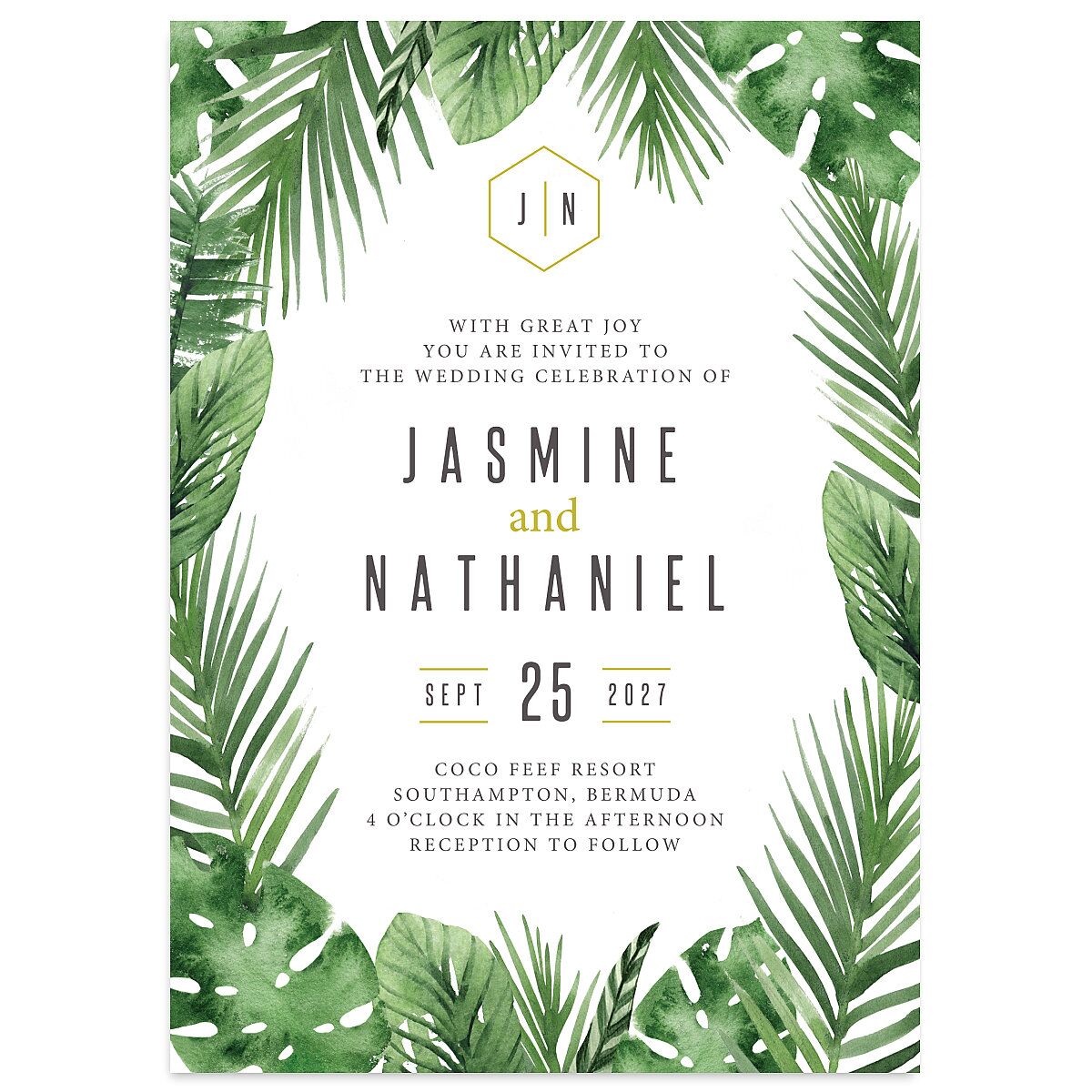 Tropical Leaves Wedding Invitations