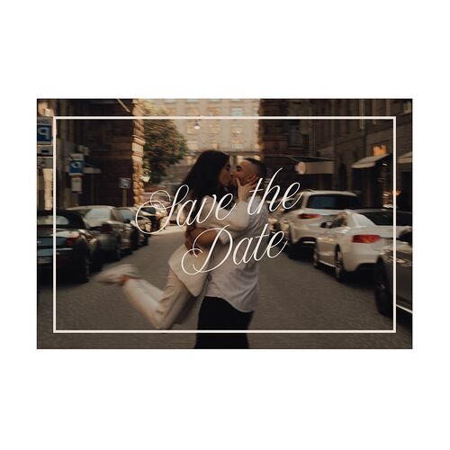 Vintage Script Save the Date Postcards Midnight