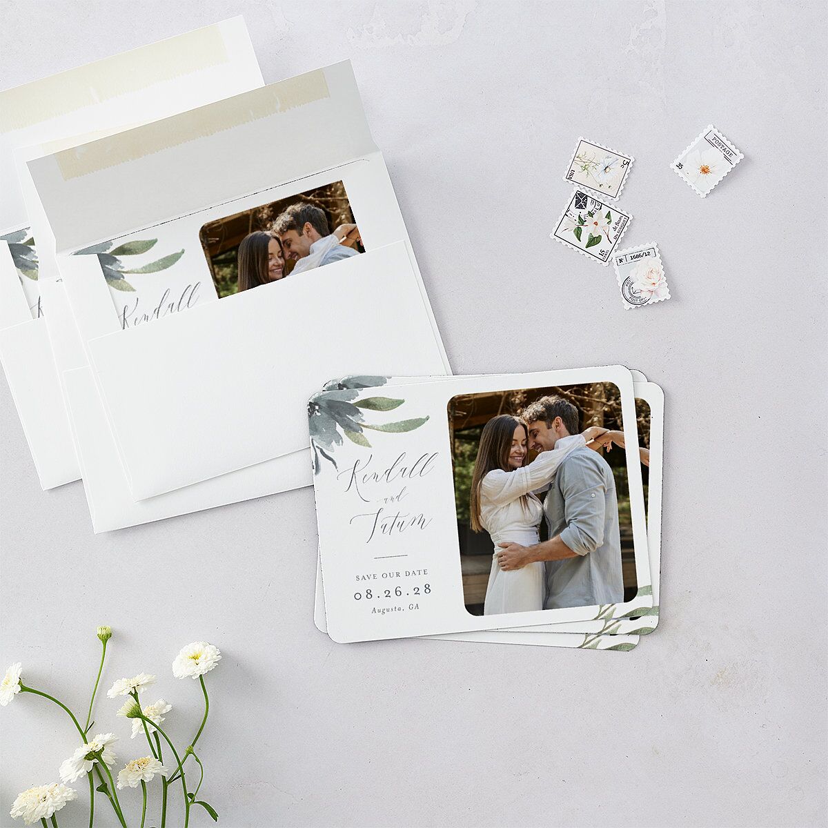 Muted Floral Save The Date Magnets — view 3