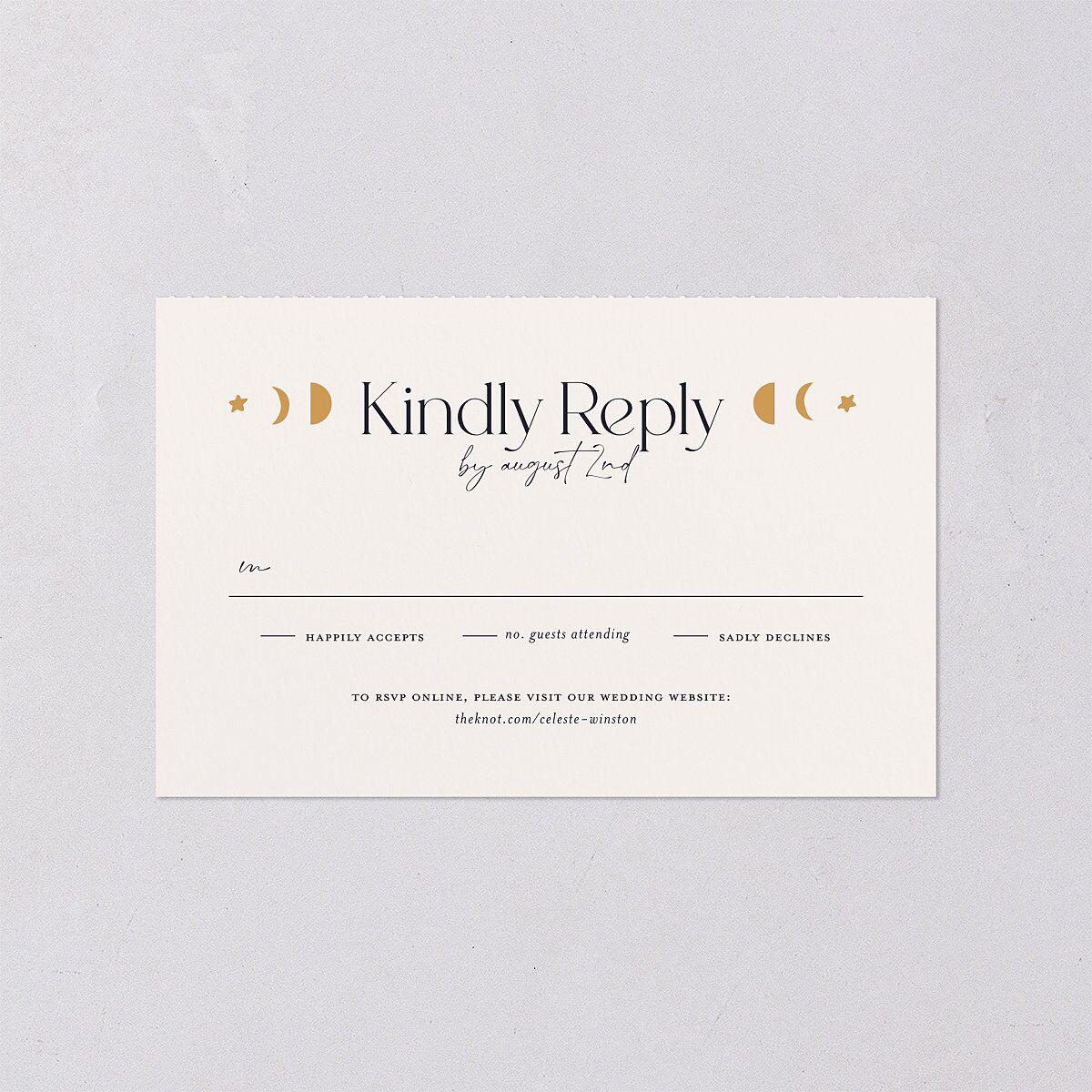 Celestial Galaxy All-in-One Wedding Invitations Dark Navy Signature Light Both Recipient and Return Addresses No