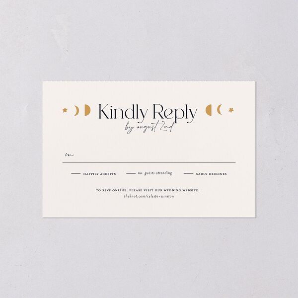 Celestial Galaxy All-in-One Wedding Invitations Dark Navy Signature Light Both Recipient and Return Addresses No