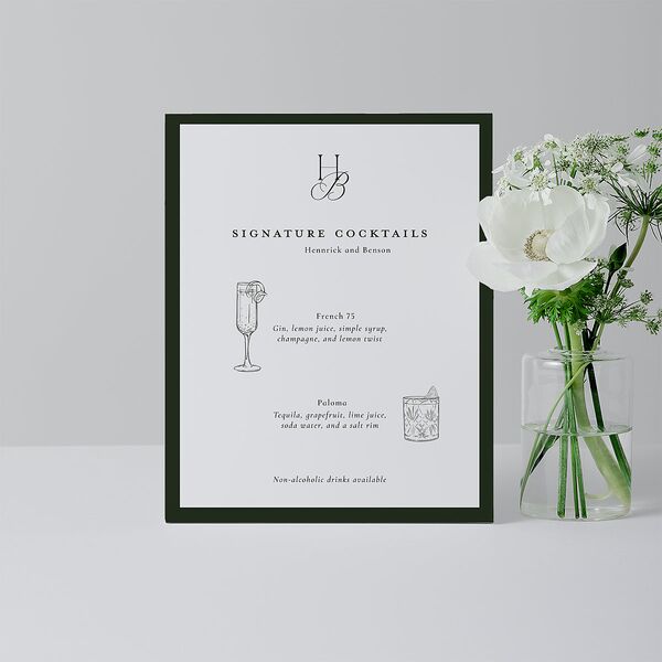 Refined Monogram Bar Bended Tabletop Sign X-small Dark Green Standard Plastic XS Tabletop Bar
