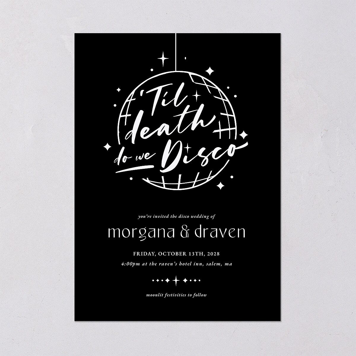 Til Death Do We Disco Wedding Invitations Licorice Signature Blank No Standard