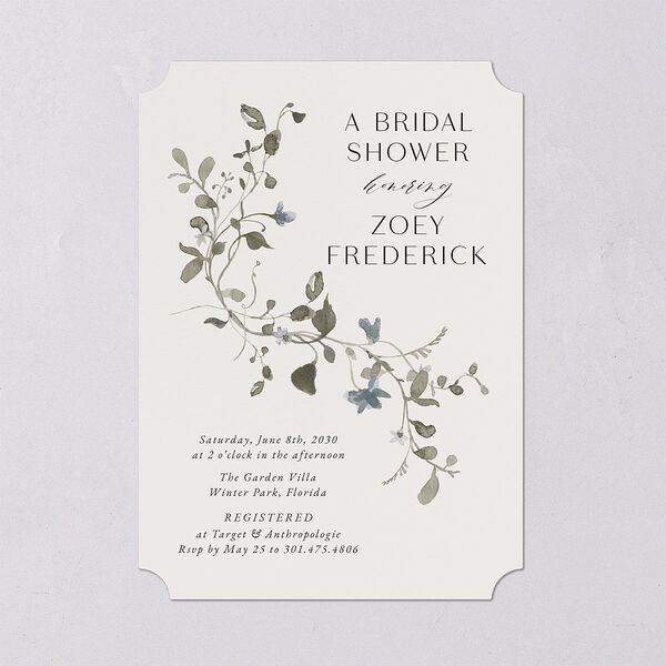 Curved Garland Bridal Shower Invitations Champagne Signature Blank