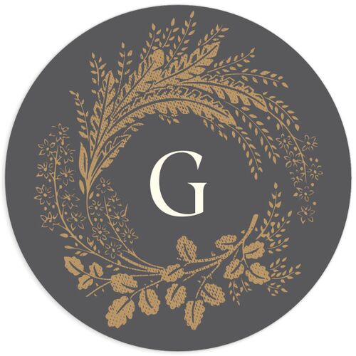 Woodsy Wreath Wedding Stickers Medieval Grey