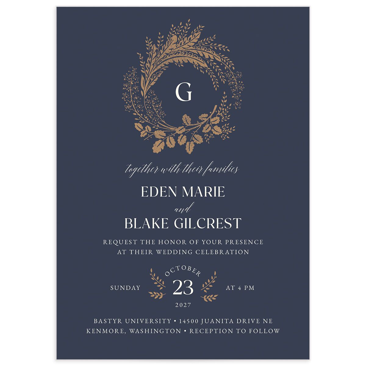Woodsy Wreath Wedding Invitations