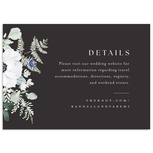 Elegant Anemone Wedding Event Detail Cards Charcoal Signature Standard