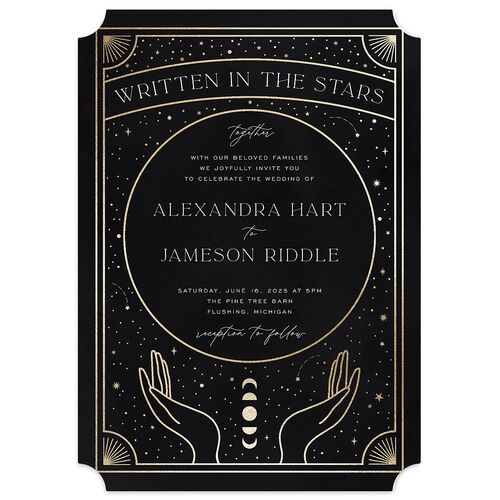 Written In The Stars Wedding Invitations Gold Midnight Signature Blank No Ticket