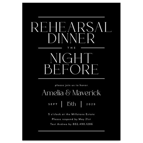 Estate Rehearsal Dinner Invitations Licorice Signature Blank Standard