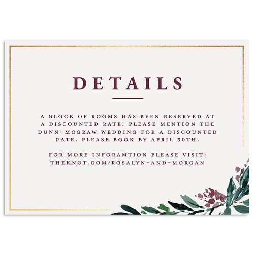 Gilded Botanical Foil Enclosure Cards Gold Mauve Signature Standard