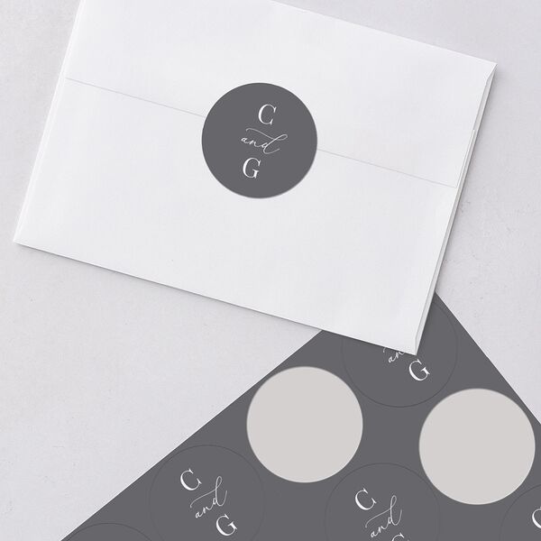 Romantic Calligraphy Wedding Stickers Silver Circle
