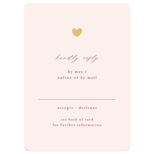Dainty Heart Foil Wedding Response Cards Hot Pink Gold Signature Rounded