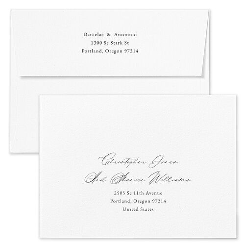 Eucalyptus Hoop Save The Date Card Envelopes Charcoal White Both Recipient and Return Addresses Signature Standard