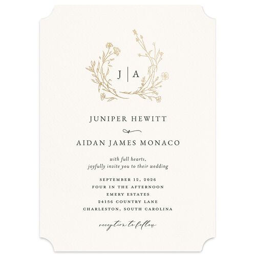 Gilded Monogram Wedding Invitations Gold Dark Camo Signature Blank No Ticket