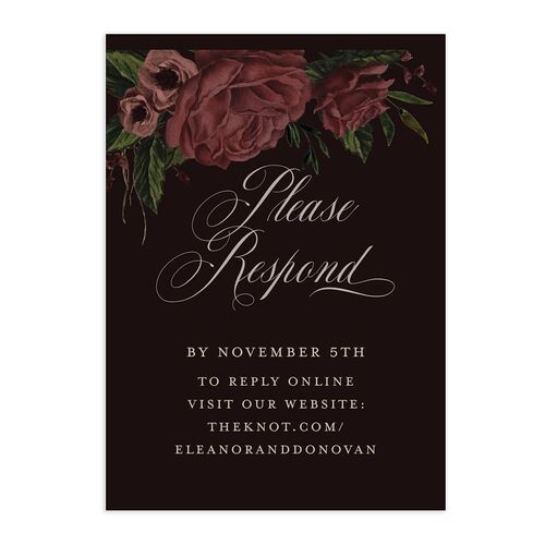 Dark Gothic Roses QR Code RSVP Cards Burgundy Signature Standard