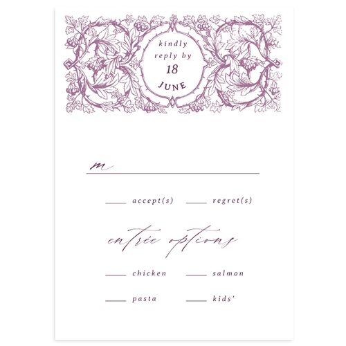 Vintage Toile Wedding Response Cards Plum Signature Standard