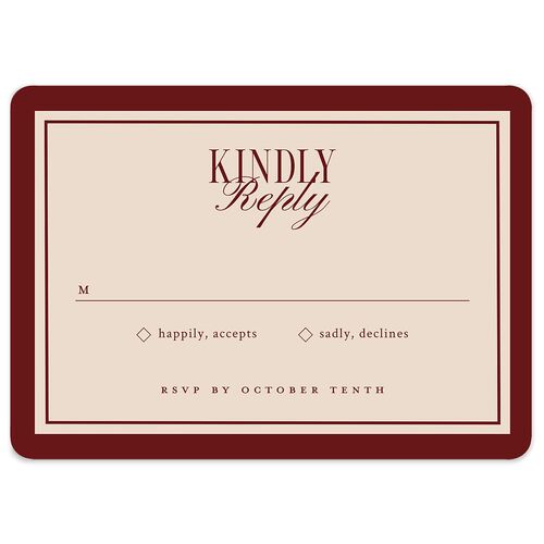 Elegant Diamond Pattern Wedding Response Cards Burgundy Signature Rounded