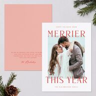 Merrier Year Holiday Cards Scarlet Signature Blank Portrait  Standard