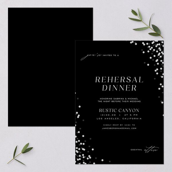 Confetti Glam Rehearsal Dinner Invitations Licorice Signature Blank