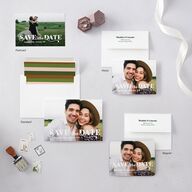 Retro Bloom Save The Date Magnets Scottish Green Magnet Paper