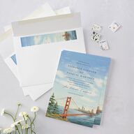 Scenic San Francisco Wedding Invitations Pale Blue Signature Blank No Standard