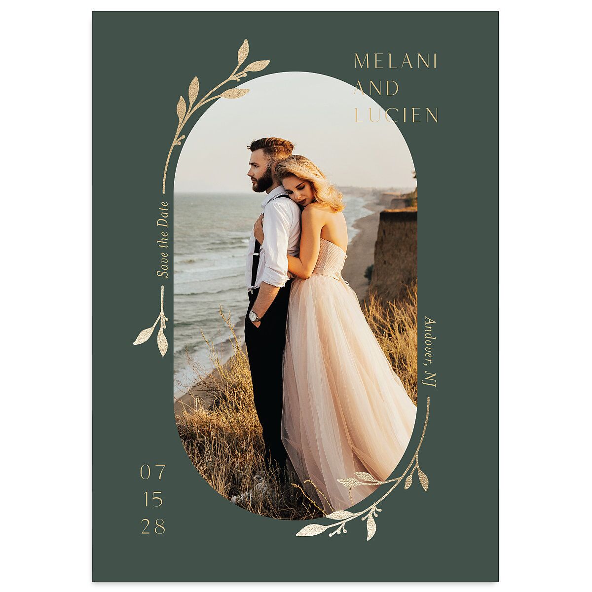 Gilded Sprigs Foil Save The Date Cards