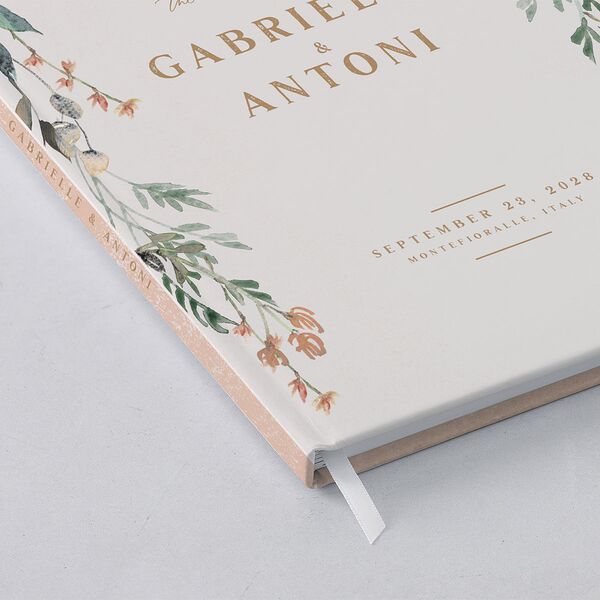 Rustic Vines Wedding Guest Book Blush