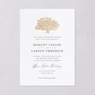 Southern Oak Tree Foil Wedding Invitations Gold Pure White Signature Blank No