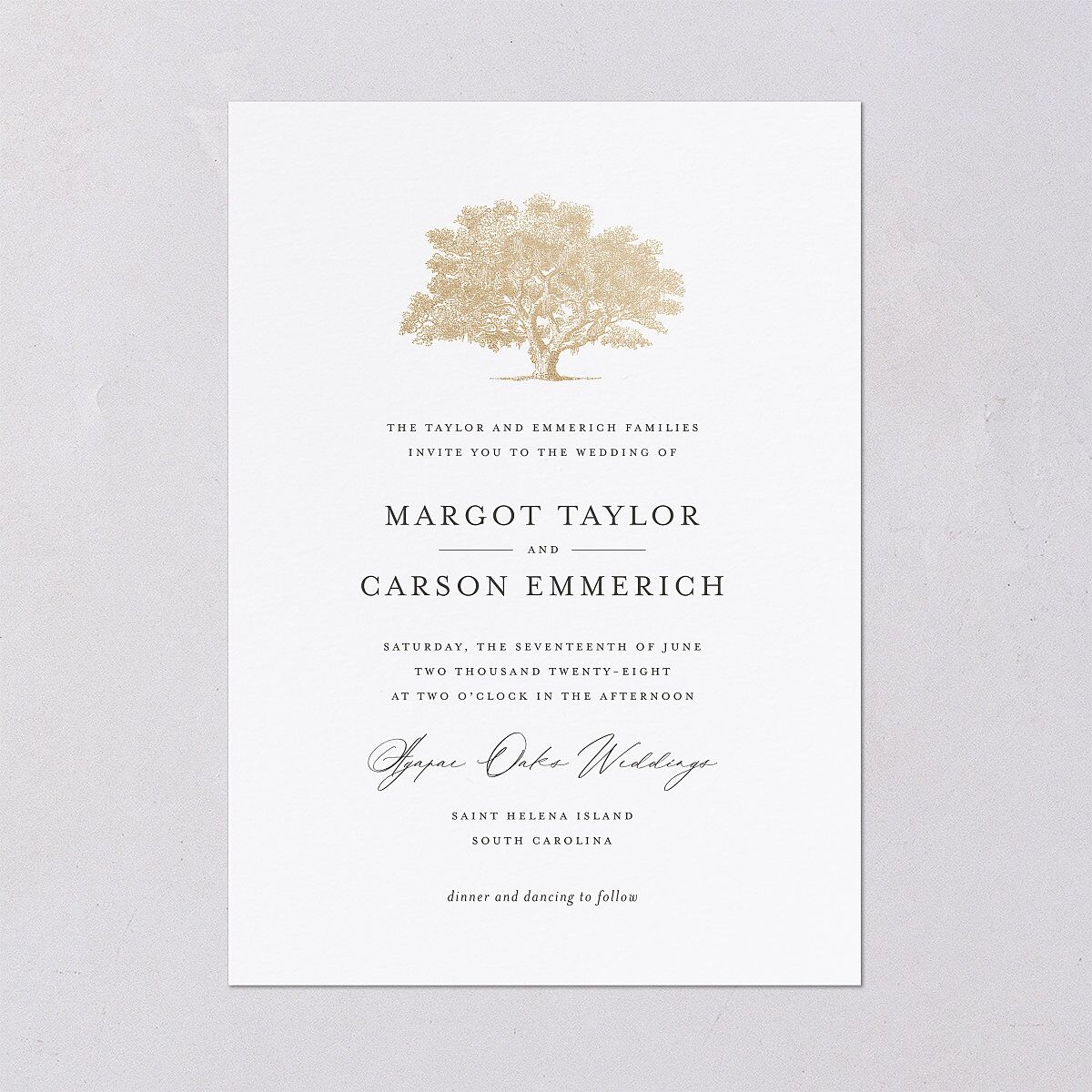 Southern Oak Tree Foil Wedding Invitations — view 2