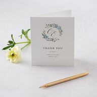 Floral Monogram Thank You Cards Dusty Blue