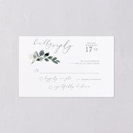 Elegant Greenery All-in-One Wedding Invitations Pure White Signature Light Both Recipient and Return Addresses No