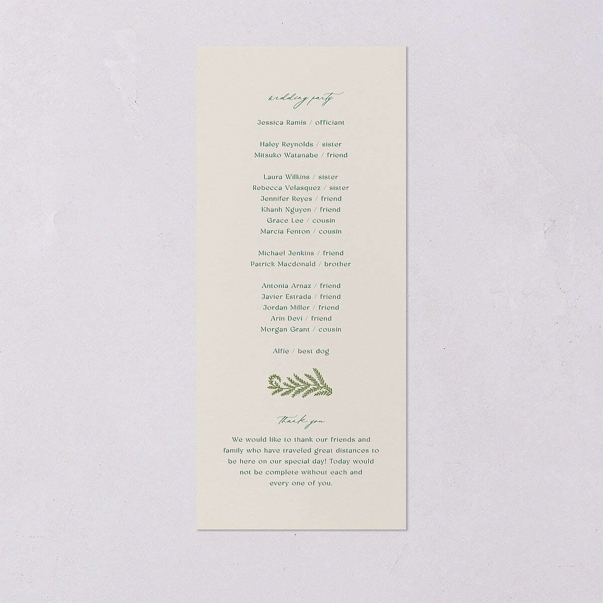 Woodland Whimsy Wedding Programs Hunter Green Signature