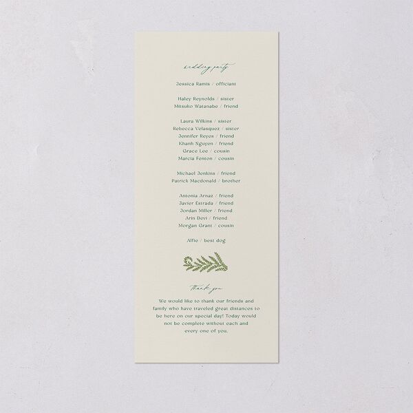 Woodland Whimsy Wedding Programs Hunter Green Signature
