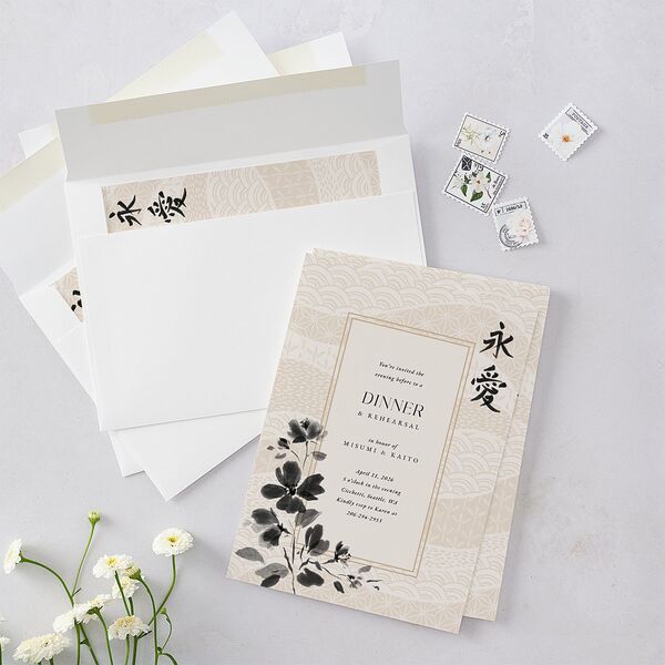 Eternal Ink Rehearsal Dinner Invitations Taupe Signature Blank