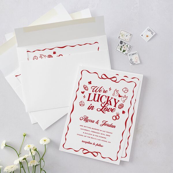 Hand Drawn Las Vegas Hearts Wedding Invitations Ruby Signature Blank No Standard