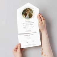 Shining Wreath All-in-One Wedding Invitations Pure White Signature Light Both Recipient and Return Addresses No