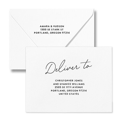 Hand Drawn Wavy Border Save the Date Magnet Euro Envelopes White Pure White Both Recipient and Return Addresses Luxe Signature