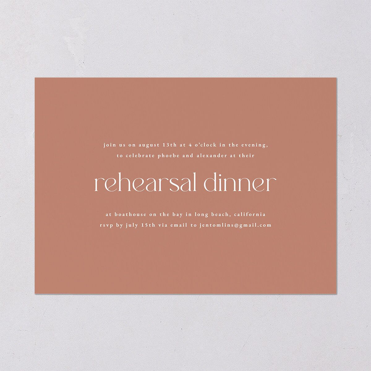 Striking Scene Rehearsal Dinner Invitations Dusty Rose Signature Blank Standard