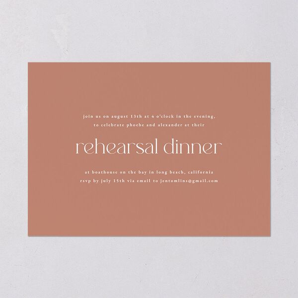 Striking Scene Rehearsal Dinner Invitations Dusty Rose Signature Blank Standard