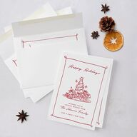 Hand Drawn Christmas Tree Holiday Cards Jewel Red Signature Blank Standard Portrait