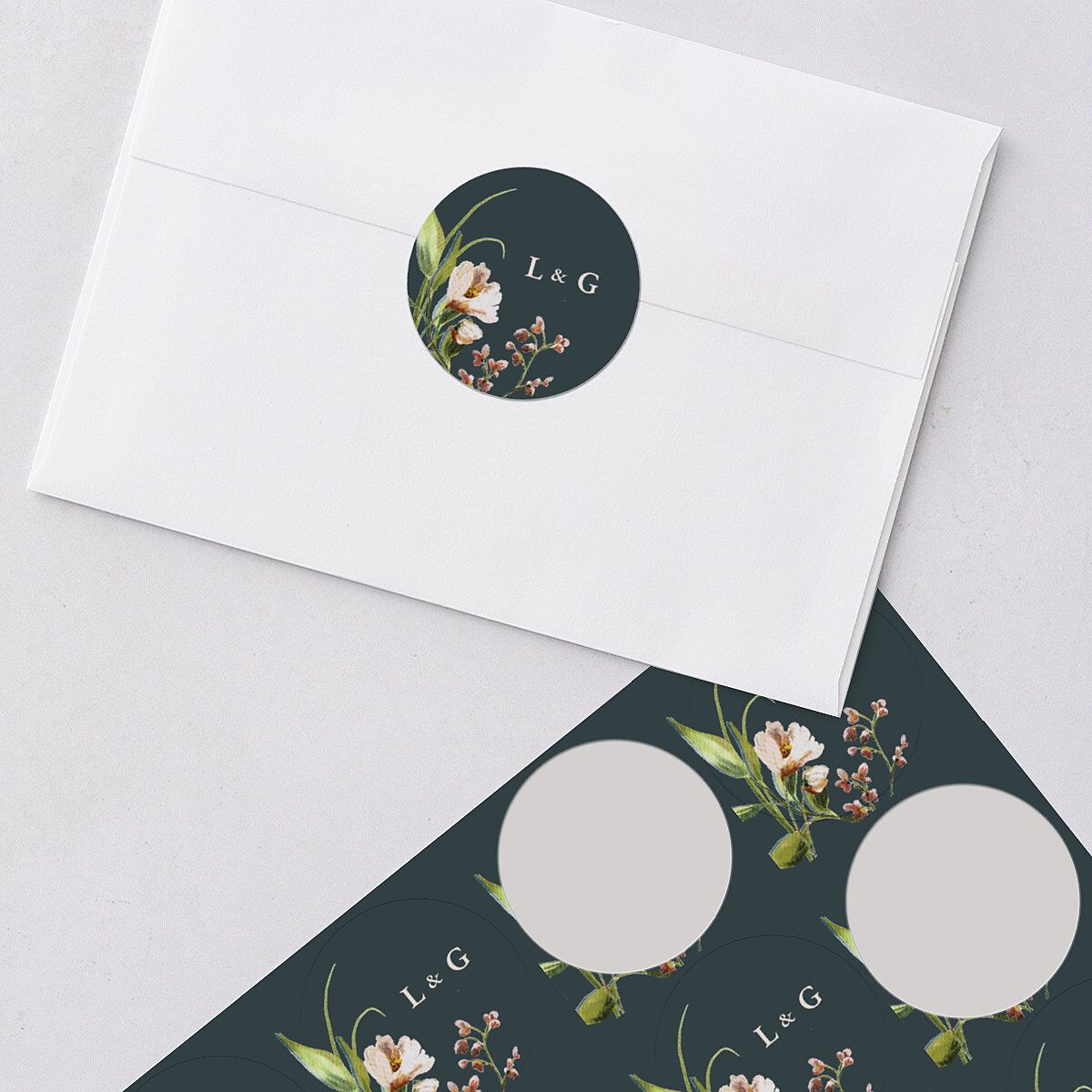 Floral Arch Wedding Stickers Moss Circle