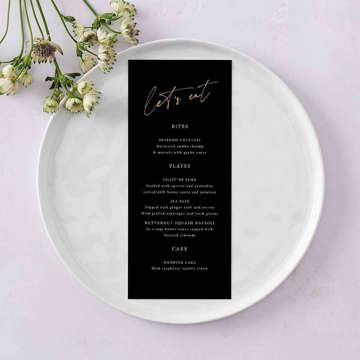 Just Love Menus Gold Licorice Signature