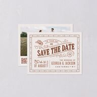 Western I Do BBQ Save the Date Petite Cards Saddle Signature smooth Blank Standard