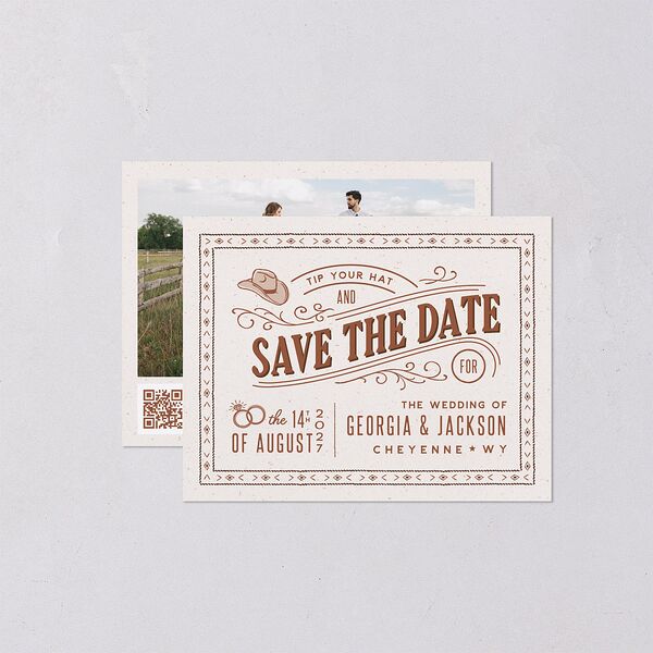 Western I Do BBQ Save the Date Petite Cards Saddle Signature smooth Blank Standard