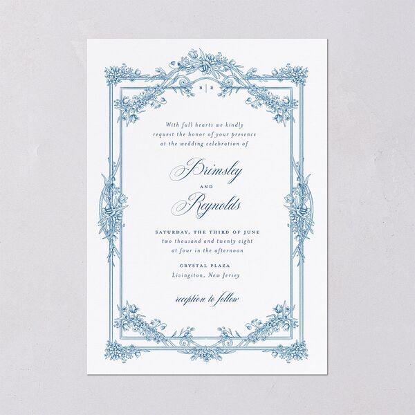 Elegant Antique Toile Frame Wedding Invitations by Bridgerton Cruise Signature Blank No Standard