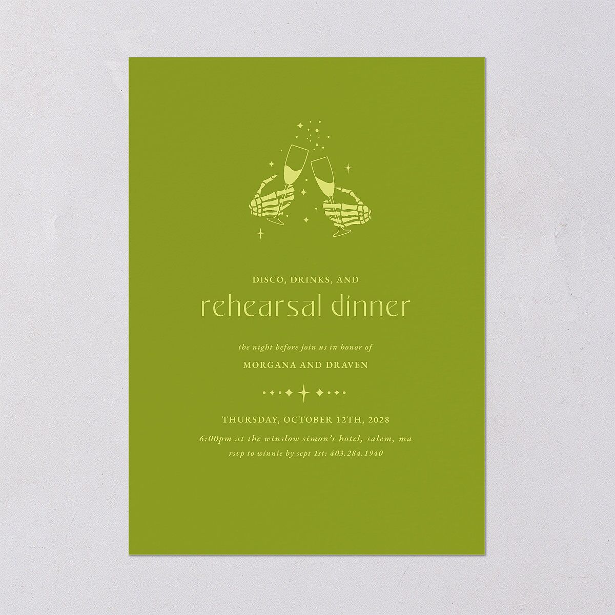 Til Death Do We Disco Rehearsal Dinner Invitations Pear Signature Blank Standard