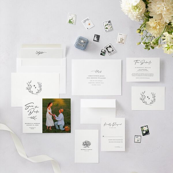 Rustic Setting Save The Date Cards Medieval Grey Signature smooth Blank No Standard