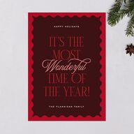 Most Wonderful Greeting Holiday Cards Maroon Signature Blank Standard