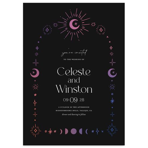 Celestial Galaxy Wedding Invitations Plum Signature Blank No Standard